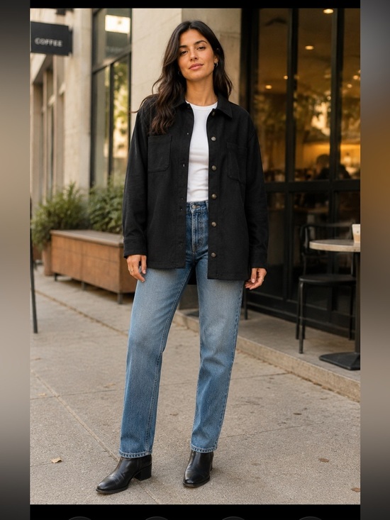 Berkley Jensen Jackets & Blazers - Black Lightweight Button-Front Shirt Jacket - Classic Casual Layer